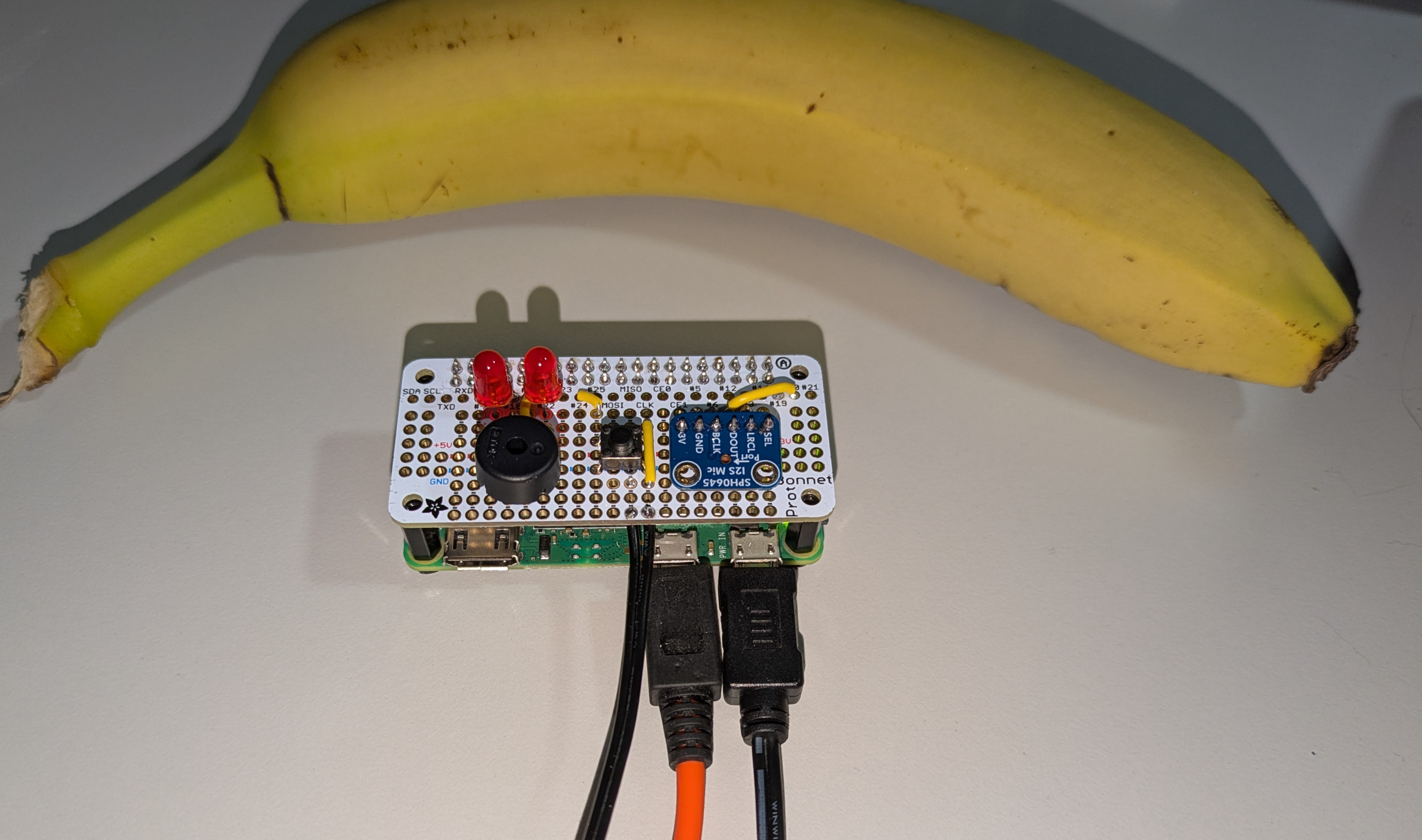 The voice keyboard next to a banana